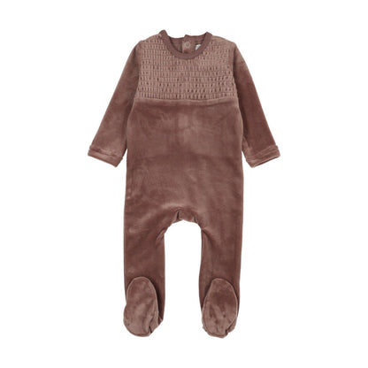 Velour Smocked Footie