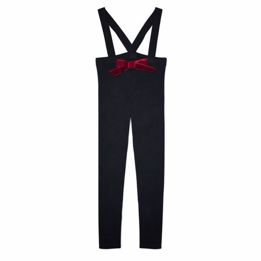 Velvet Bow Overalls - Girls