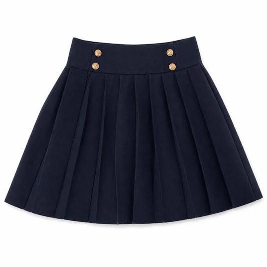 Velvet Plaid Knit Pleated Skirt