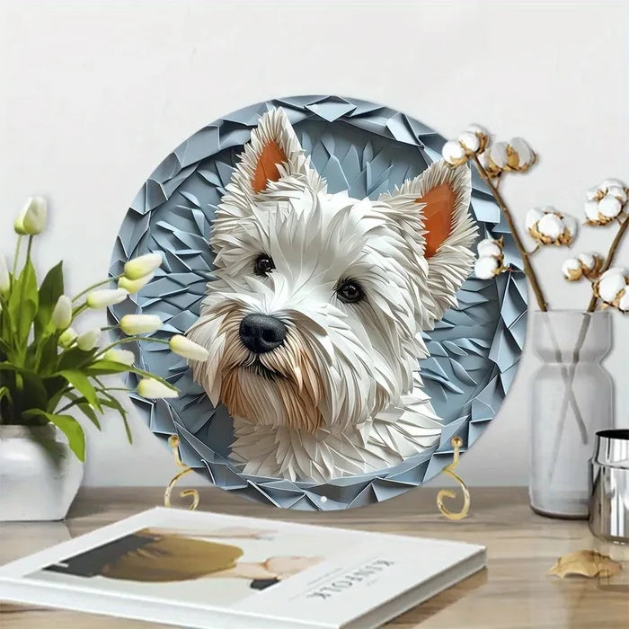 Westie Round Metal Plate