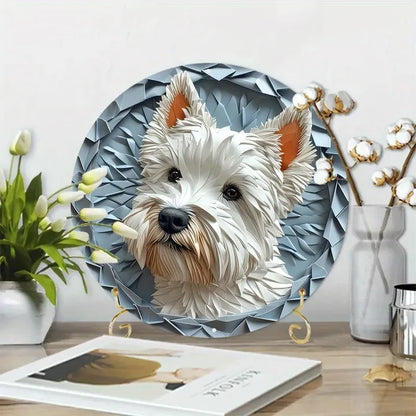 Westie Round Metal Plate