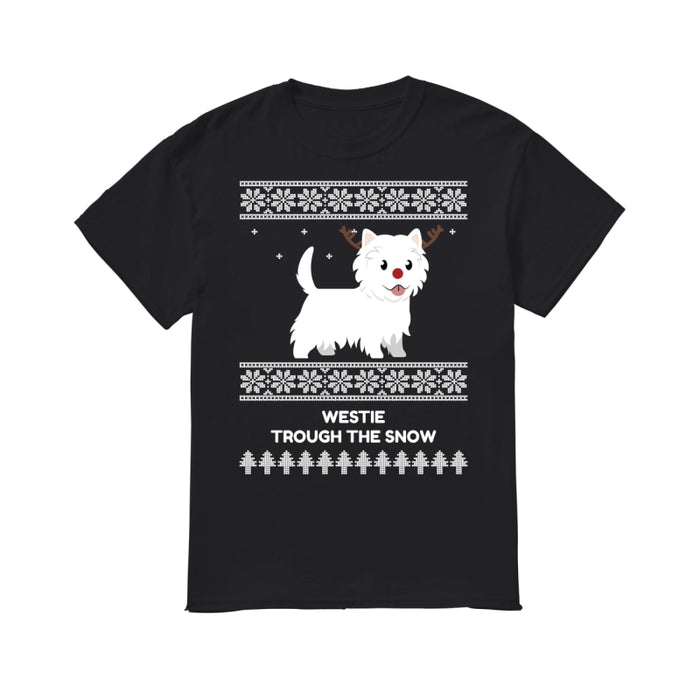 Westie Through The Snow  - Men's T-Shirt