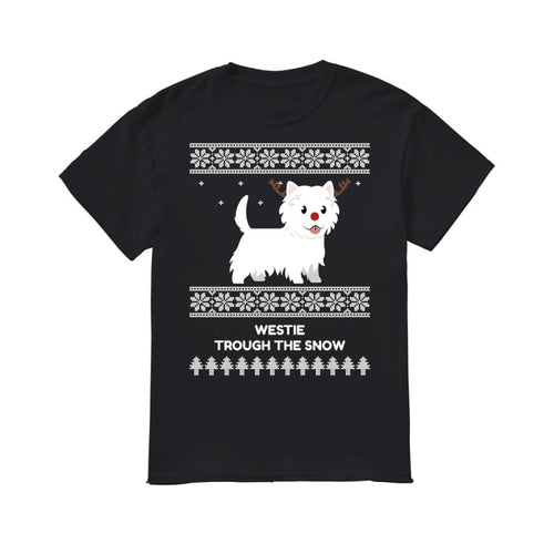 Westie Through The Snow  - Men's T-Shirt