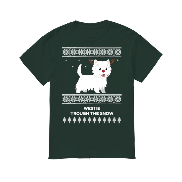 Westie Through The Snow  - Men's T-Shirt