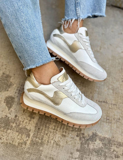 White Sneakers with metallic detail