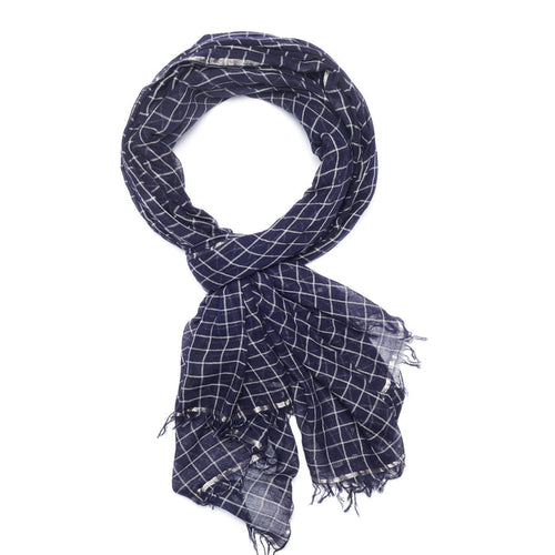 Windowpane Scarf - Navy