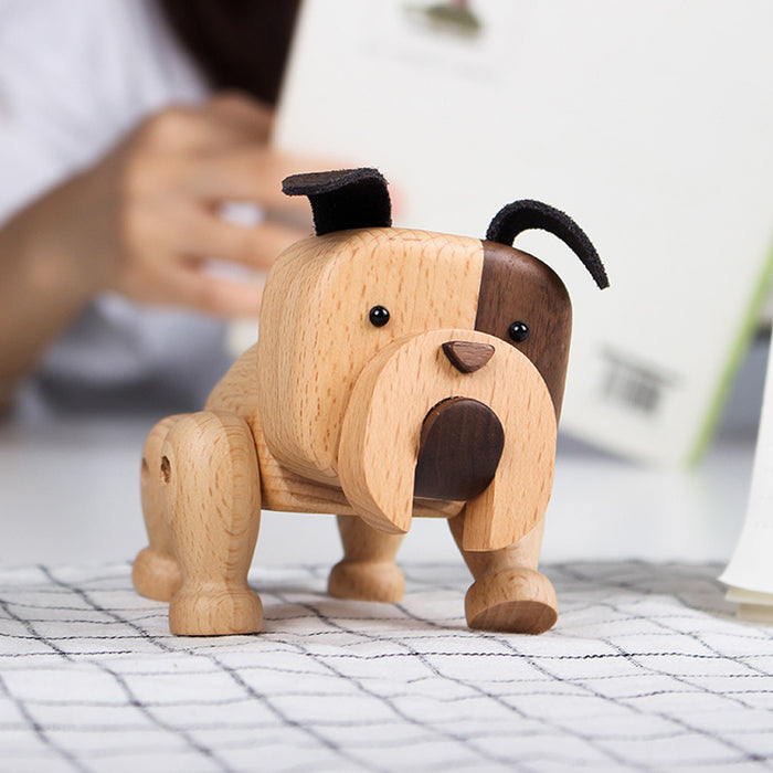 Wooden Bulldog Figurine