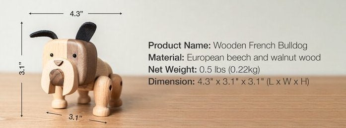 Wooden Bulldog Figurine