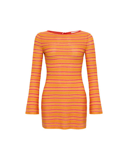 Off-model image of the LSPACE x The Salty Blonde Tita Dress in chili pepper stripe on a clean background.
